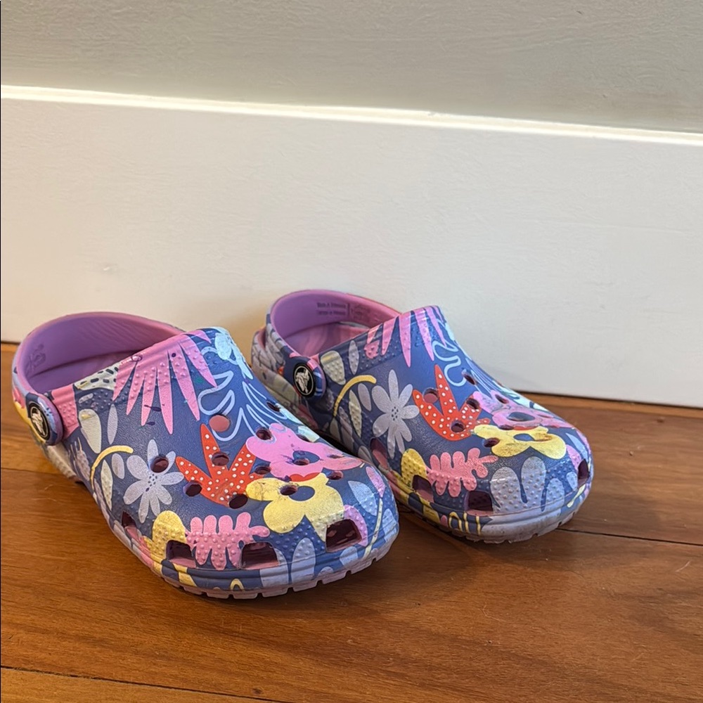Kids Floral Clogs - Purple and Pink